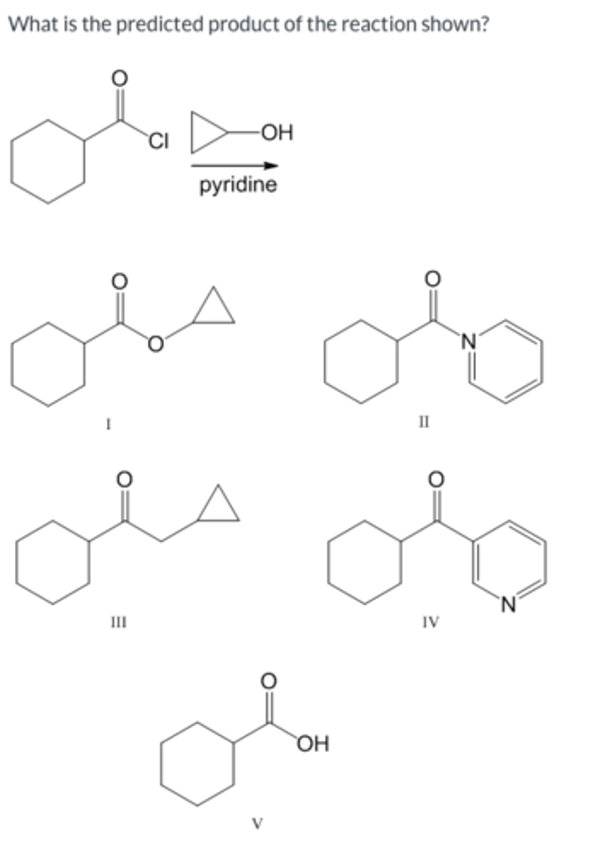 <p>What is the predicted product of the reaction shown?</p>