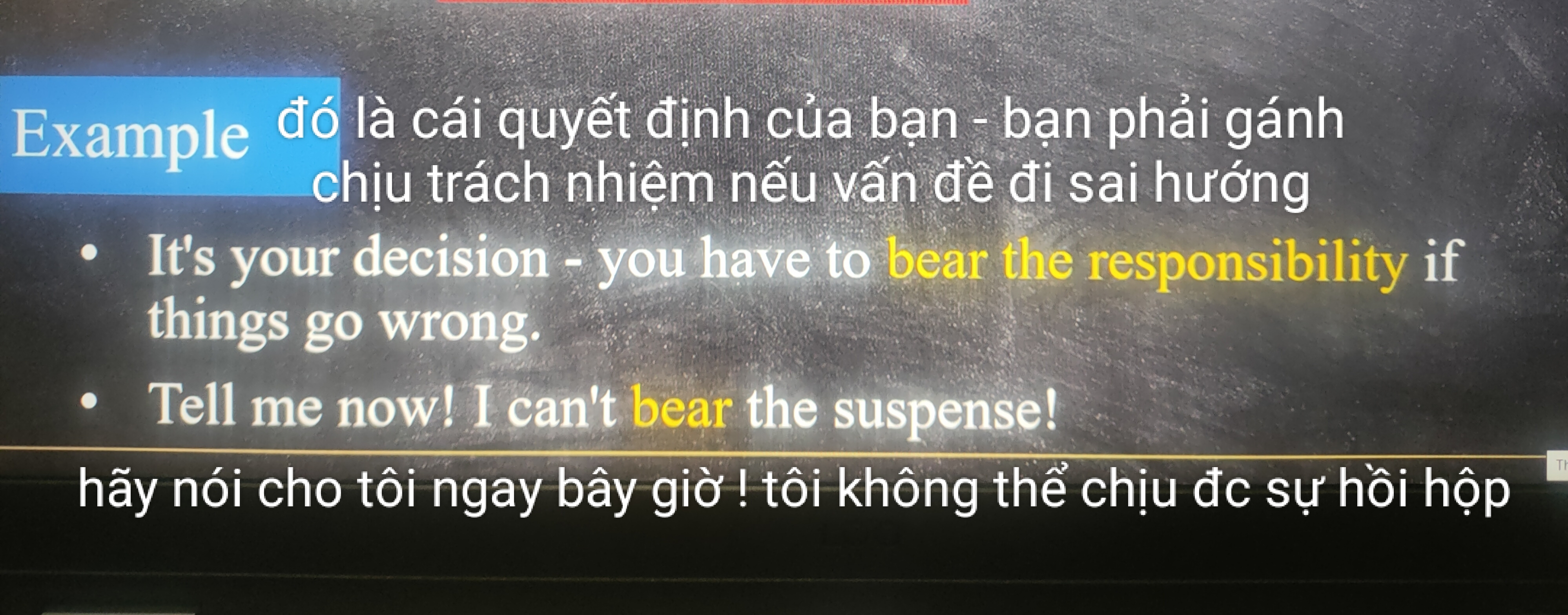 <p>chịu đựng</p><p>chấp nhận</p>
