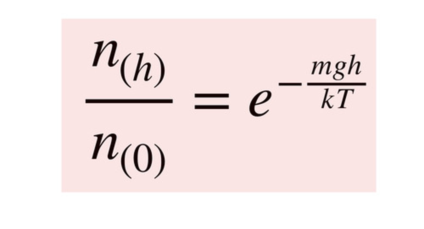 <p>In thermal equilibrium, we can measure the decrease in atmospheric density vs altitude by this formula: (density of gas is concentration per volume, so we practically measured the distribution of concentration)</p><p>rho(h)/rho(0) = e^-mgh/kT</p>