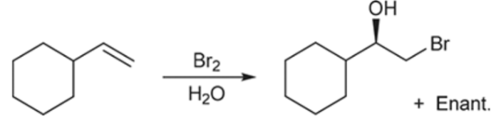<p>Addition of X and OH (OH on more substituted carbon)</p>