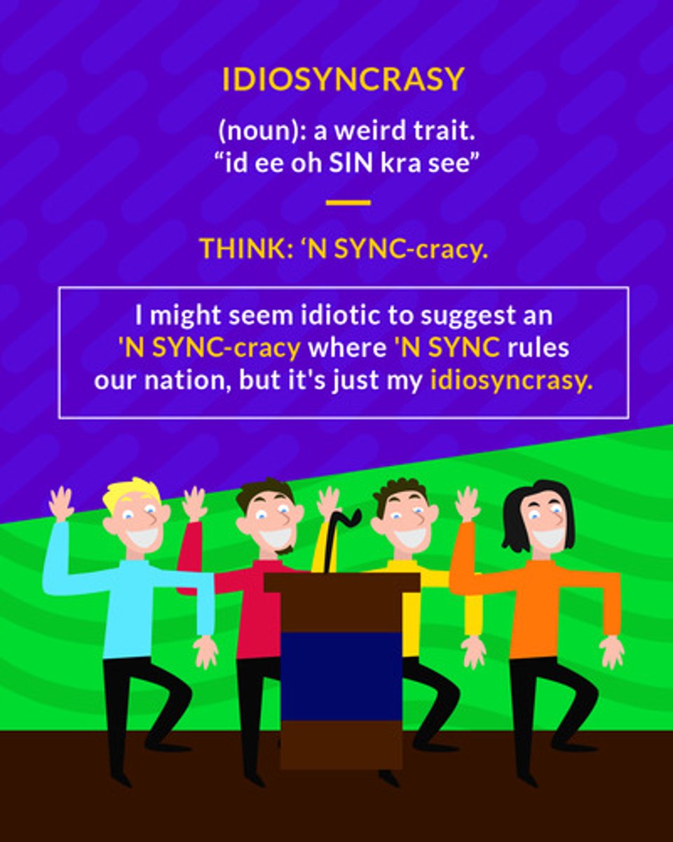 <p>a peculiar personality trait</p><p>(noun) a weird trait</p>
