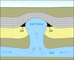 <ul><li><p><strong>upward movements of salt</strong> within a layer of overlying rock</p></li><li><p>typically caused by <strong>buoyancy</strong> and <strong>pressure differences</strong> in the Earth’s crust</p></li></ul><p></p>