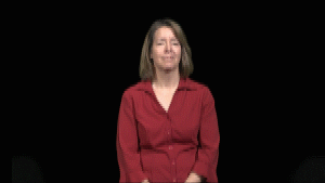 <p>With left palm open, tap left thumb from chin to chest once</p>