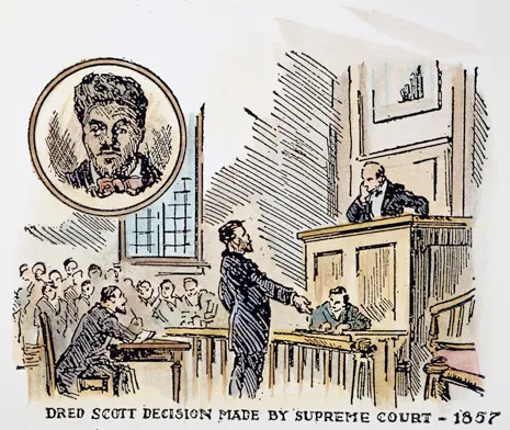 <p>Dred Scott was a slave who sued for his freedom, believing it was his right because he had lived with his enslaver in free territories</p><p>Dred Scott Case</p><ul><li><p>Chief Justice Taney, southerner, affirmed that slave was NOT a citizen and did not have any rights = Scott wasn’t allowed to sue and Scott and his family continued to be slaves</p></li><li><p>Missouri Compromise and earlier Northwest Ordinance were unconstitutional and all future Congressional attempts to restrict expansion of slavery into territories was prohibited because Congress had no power to stop slavery from expanding </p></li></ul><p>One of worst supreme court decisions in history. Escalated sectional tensions </p><p>Helped Republican Party grow and led to Lincoln’s election</p>