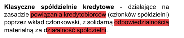 <p>“<span>powiązanie kredytobiorców wkładem członkowski</span></p>