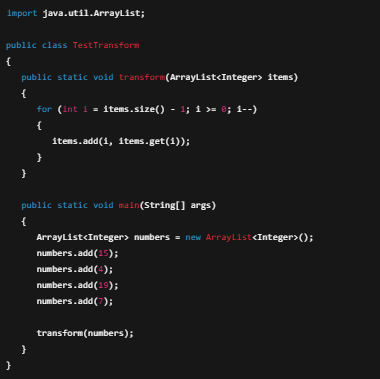 <p>What are the contents of&nbsp; <code>numbers</code>&nbsp; after executing the code segment?</p>
