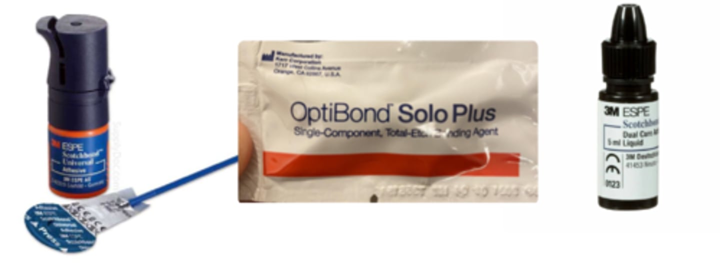 <p>Bonding agent used in SIM=</p><p>Bonding agent used in Clinic for Composite Resin=</p><p>Bonding agent used for Luxacore temp material= </p><p>(Most common material for Core BLD-UP)</p>