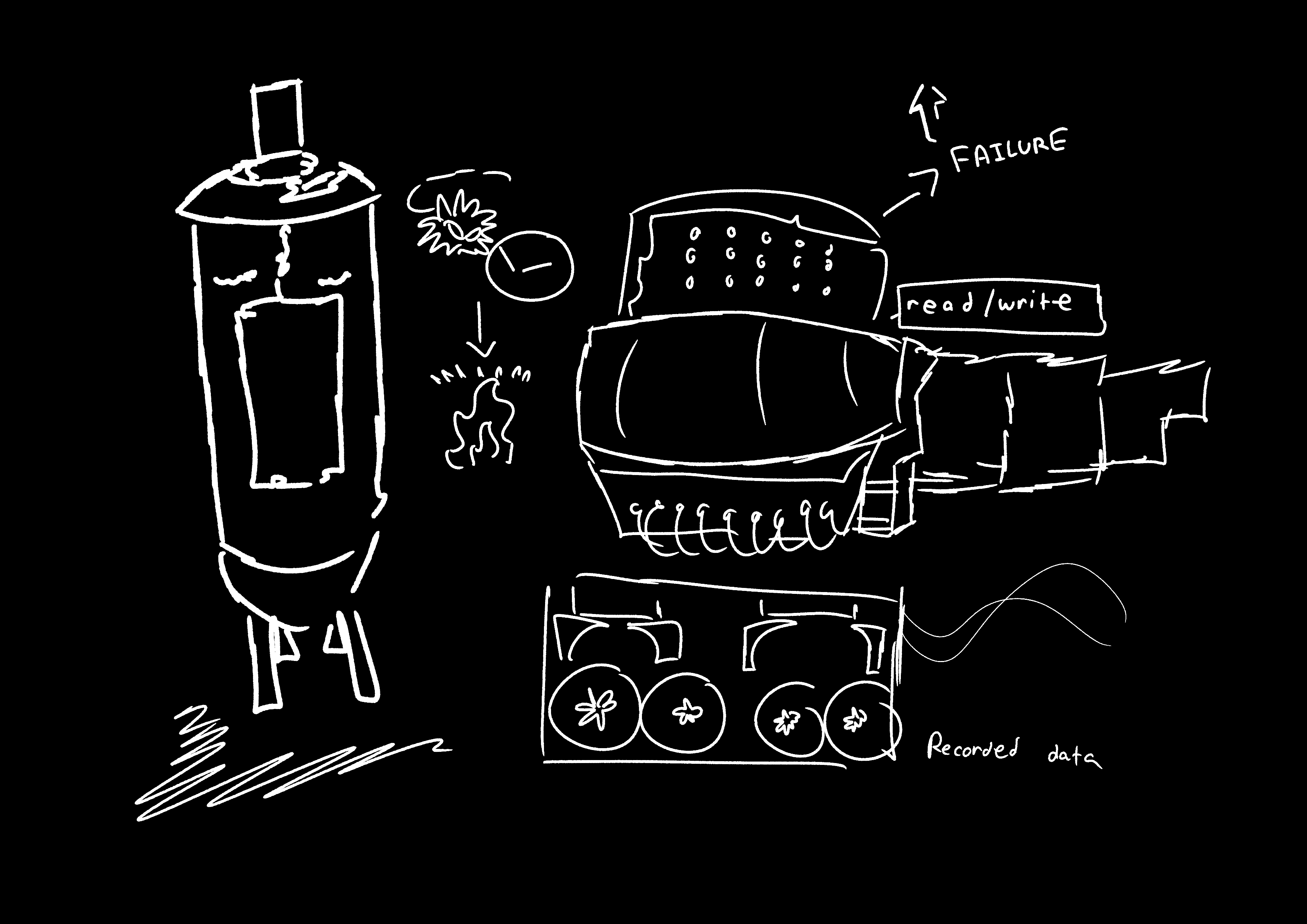 <p><strong>Vacuum Tubes</strong><br>Large, unreliable, and generated significant heat due to the movement of electrons colliding with atoms. The inefficiency produced excess heat rather than useful electrical work.</p><p><strong>Magnetic Drum</strong><br>An early memory device that rotated under a read/write head. It was inexpensive to make but had a very high failure rate.</p><p><strong>Card Readers and Magnetic Tape Drives</strong><br>Sequential storage devices that replaced punched cards. Magnetic tapes were used to record data (1s and 0s) similarly to how tape recorders stored sound.</p>