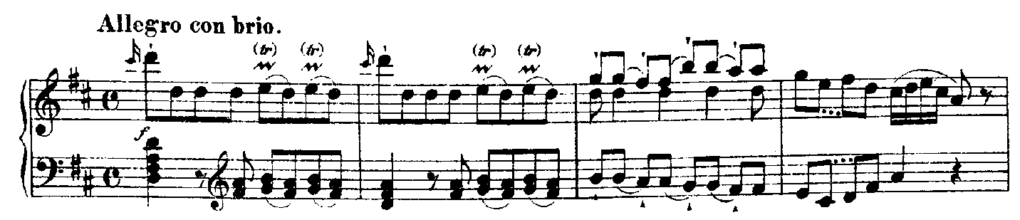 <p><span>J. Haydn, Keyboard Sonata in D major Hob. XVI: 37/i, Allegro con brio, bars 1–4 (see bars 3–4a)</span></p>
