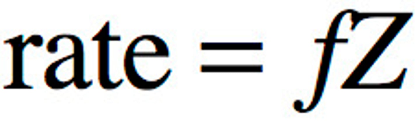 <p>- The rate of the reaction is proportional to the number of collisions per second between the reacting molecules.</p><p>- Not all collisions result in a Chemical reaction</p><p>- Effective collision = leads to product</p><p>- Greater the concentration of the reactants, greater the number of effective collision</p><p>- Z : total number of collisions; F: fraction of collisions that are effective</p>