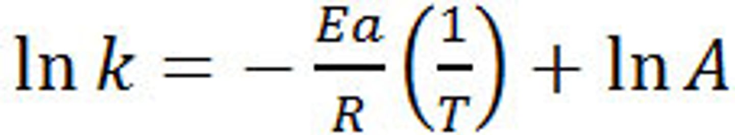 <p>lnk = -Ea/RT + lnA</p>