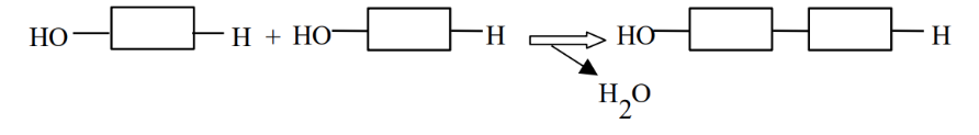 <p>The process by which monomers combine to form dimers and higher-order polymers, involving the removal of an -H from one monomer and an -OH from another. They create bonds between monomers in carbohydrates, lipids, and proteins.</p>