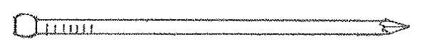 <p><span>A nail having a slender shank and small, barrel shaped head that is driven slightly below the surface and covered with putty or the like</span></p>