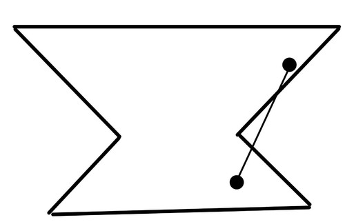 A polygon that has at least a portion of a diagonal in the exterior of the polygon.