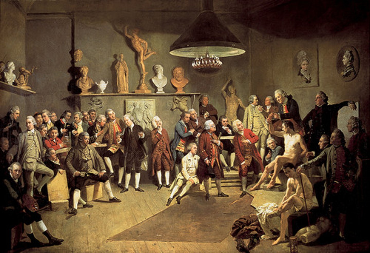 <p>Significance: The painting shows the Royal Academy in London with its members, including Kauffman, present.</p><p>Institutional Sexism: Although Angelica Kauffman and Mary Moser were founding members of the Royal Academy, Zoffany depicts them only as portraits on the wall, not as living, present members. This literally and figuratively "frames" them as objects of art rather than active, equal artists within the institution.</p>