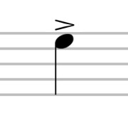 <p>perform note marked with accent in a more forceful manner, with emphasis on the note</p>