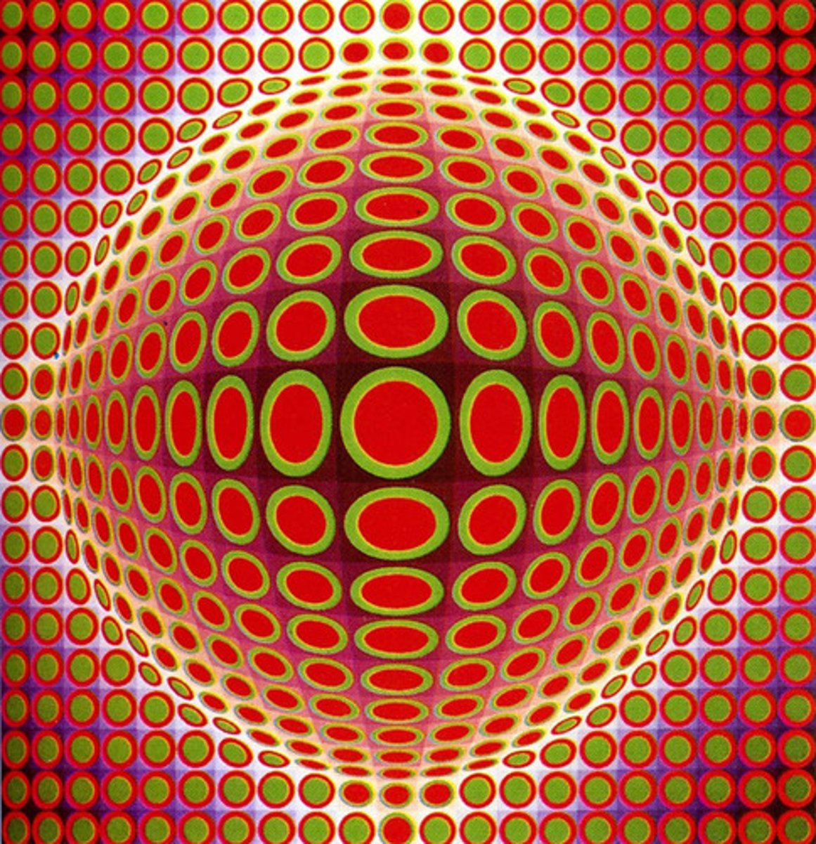 <p>-"Optical Painting"</p><p>-Intended to produce an optical illusion that was forced upon the retina through stimulation</p><p>-Engaged the physiology and psychology of seeing with eye-teasing/frustrating arrangements</p>