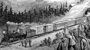 <p>A track or set of tracks made of steel rails along which passenger and freight trains run.</p><p></p><p>The development of railroads (+ steamships) allowed European powers to efficiently transport goods, raw materials, and troops to their colonies.</p>