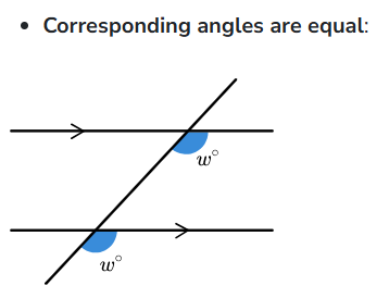 <p>Corresponding angles are equal</p>