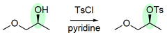 substitution reaction that converts R-OH to a sulfonate; forms an alkyl nucleophile and OTs-