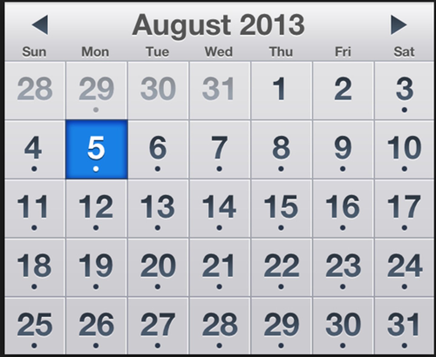 <p>It is the fifth of August.</p>