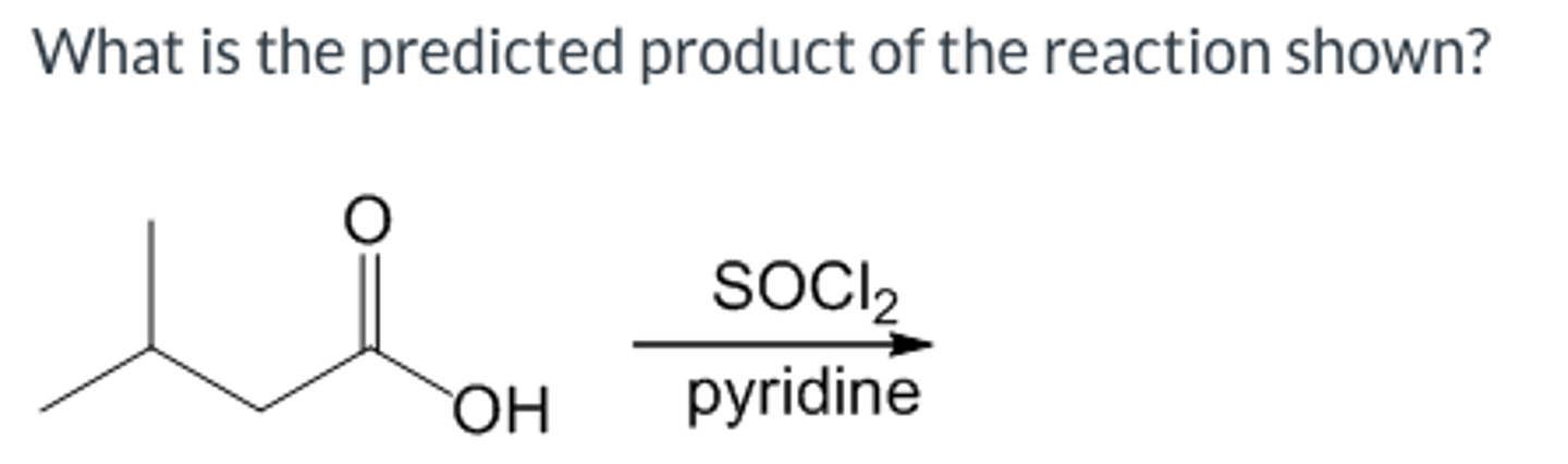 <p>What is the predicted product of the reaction shown?</p>
