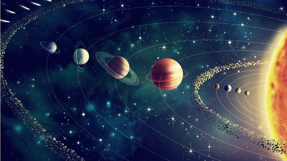<p>Planets, moons, asteroids, ice, dust and dwarf planets.</p>