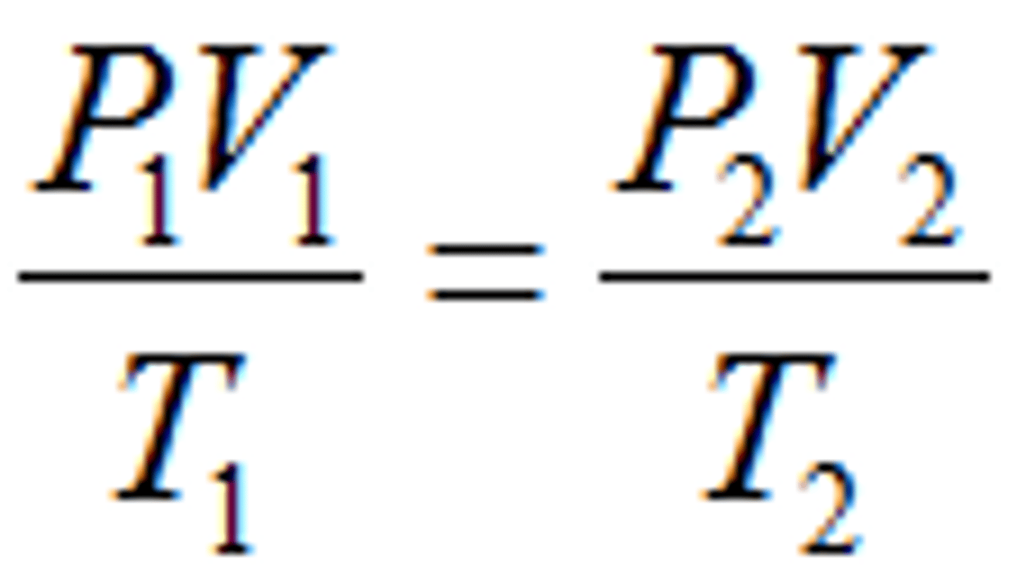 <p>The gas laws of Boyle, Charles, and Gay-Lussac combined into a single equation.</p>
