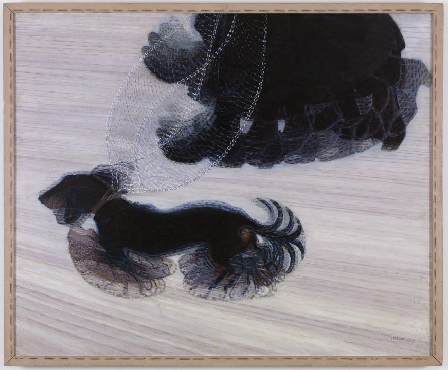 <ul><li><p>dynamism of a dog on a leash</p></li></ul><p></p>