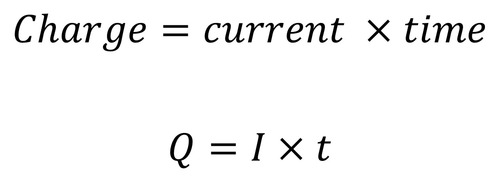 <p>Charge(coulomb C), Time(second S), Current(Amperes/Amps A)</p>