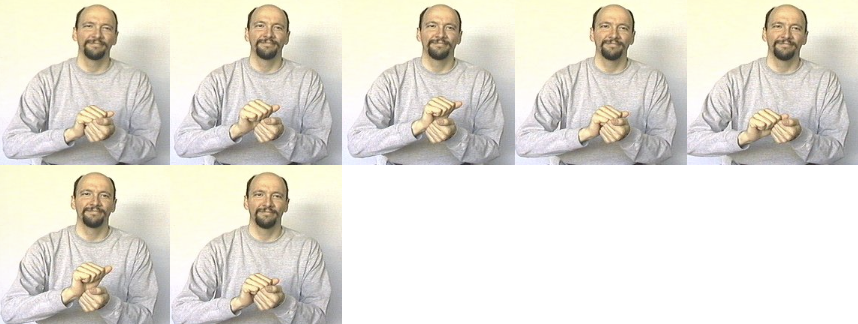 <p>both “a” handshape: bottom hand stationary, top hand “scrubs” in circular motion)</p>
