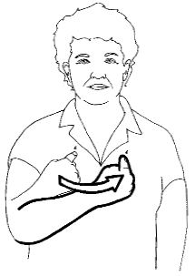 Point to one shoulder
and then move in a circular
motion to the other shoulder