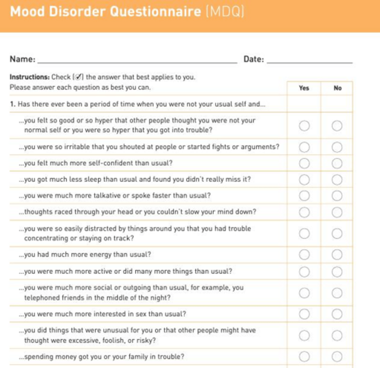 <p>The Mood Disorder Questionnaire (MDQ)</p>