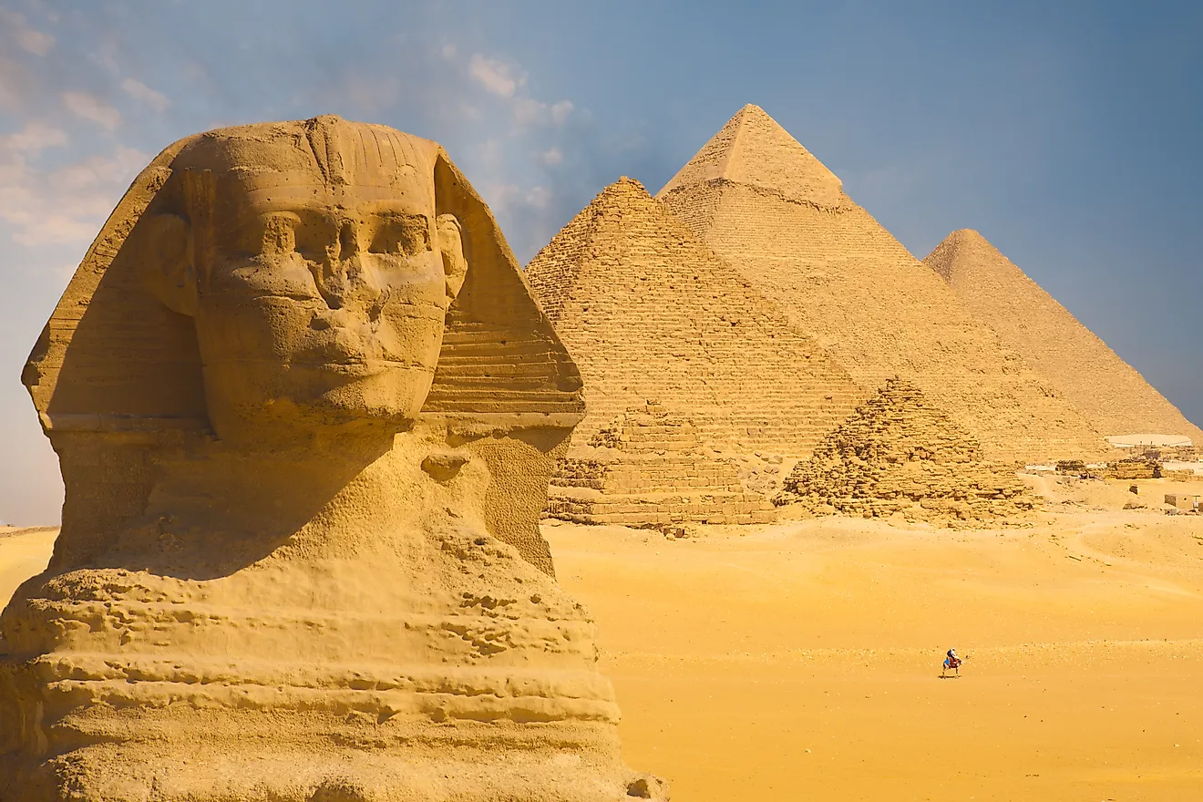 <p>Great Pyramids (Menkaura, Khafre, Khufu) and Great Sphinx</p>
