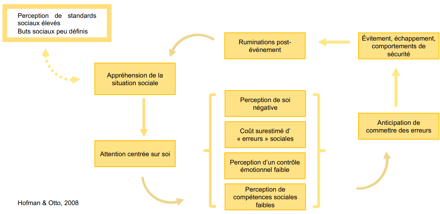 <p><span style="background-color: transparent;"><span>toute notre attention est centrée sur nos stimuli internes donc D bcp d’e- est devient très dure d’interagir avec les autres. Peut aussi commencer </span><strong><span>avant</span></strong><span> (</span><strong><span>anticipation</span></strong><span>) et continuer </span><strong><span>après</span></strong><span> (</span><strong><span>rumination post-évitement</span></strong><span>). ⇒ peut nous rendre moins fort dans les relations sociales et donc alimenter les ruminations.</span></span></p>