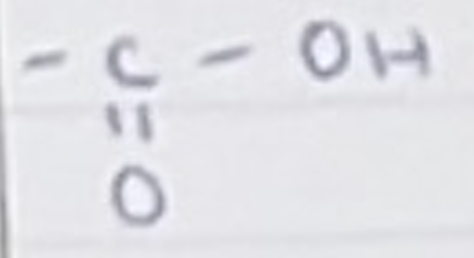 <p>Group- =O and OH</p><p>butanoic acid</p>