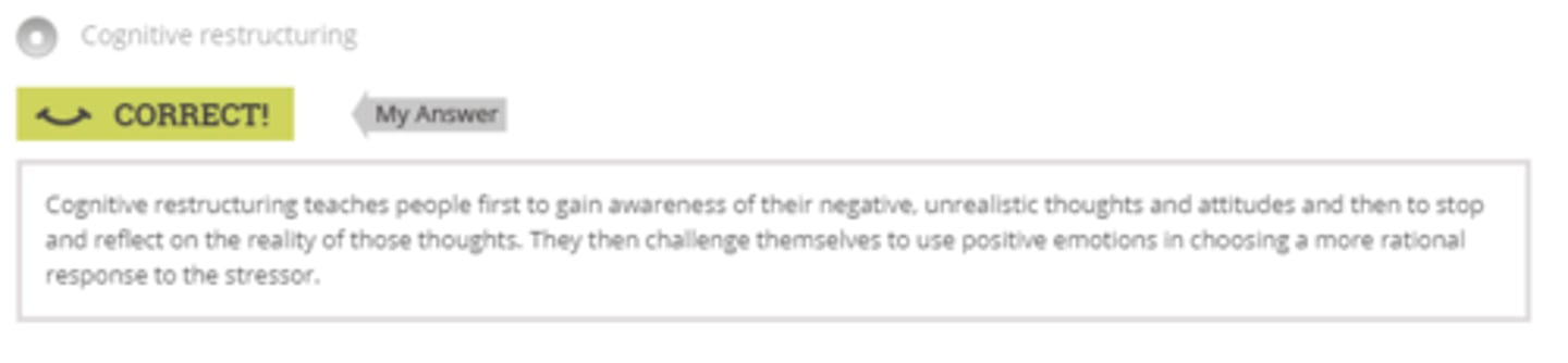 <p>Cognitive restructuring</p>