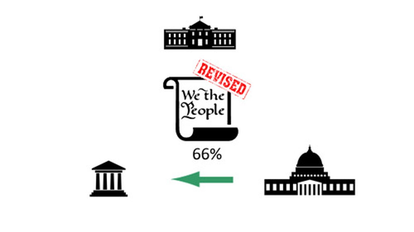 <p>What power allows Congress to change the Constitution with 2/3 approval?</p>