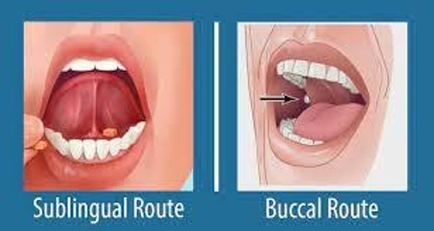 <p>Rapid absorption directly into the bloodstream, bypassing GI and avoiding first pass metabolism.</p>