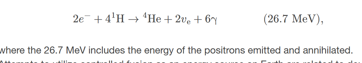 <p>is the conversion of hydrogen into helium, releasing energy. </p>