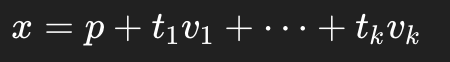 <p>When free variables exists, solutions can be written as:</p><ul><li><p>Required final form on many problems</p></li></ul><p></p>