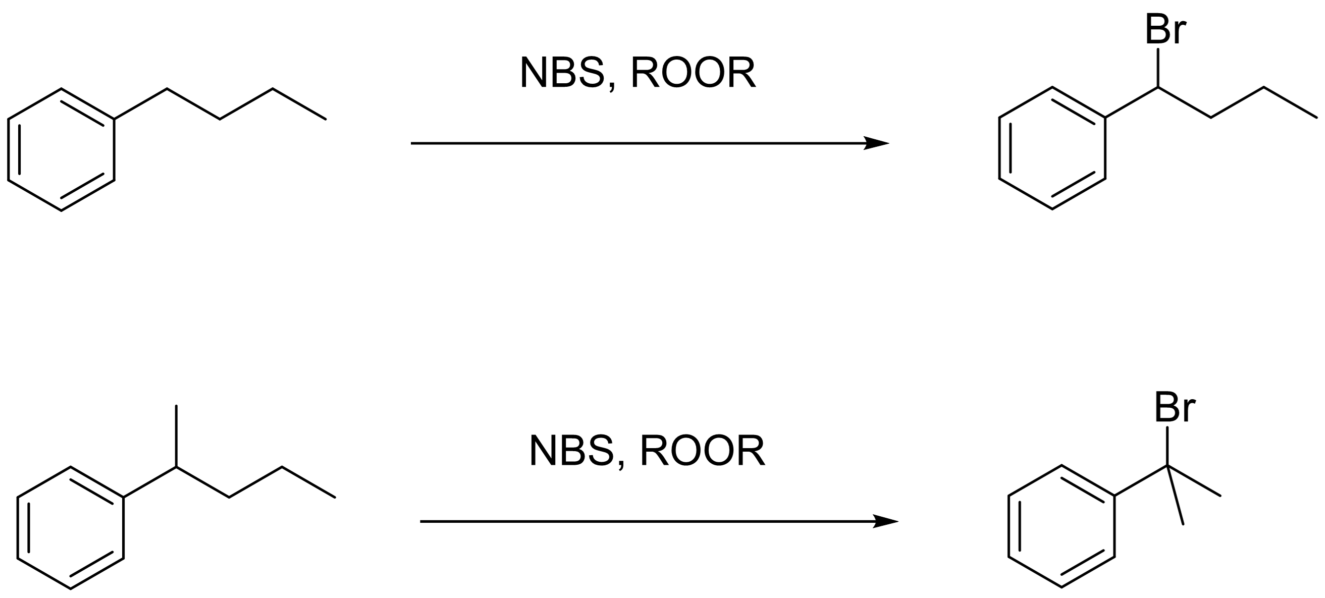 <p>Benzylic positions can readily undergo free radical bromination using NBS and peroxides (ROOR) </p>