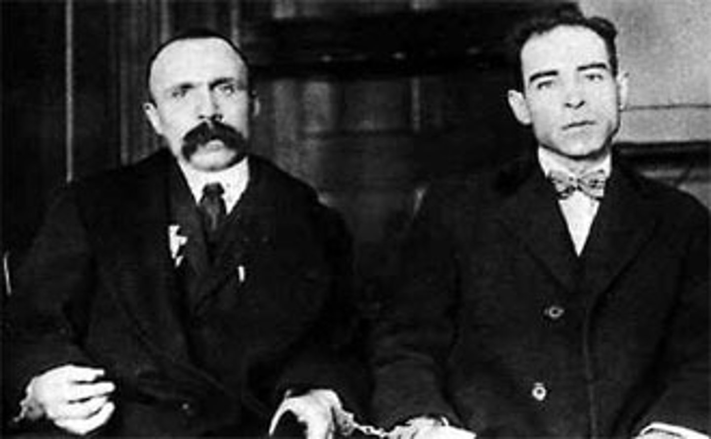<p>Italian immigrants and anarchists. Arrested for robbery and murder in 1920 - case stirred up controversy since many thought their trial was unfair due to the men's radical beliefs and because they were immigrants. Both men were convicted and executed.</p>