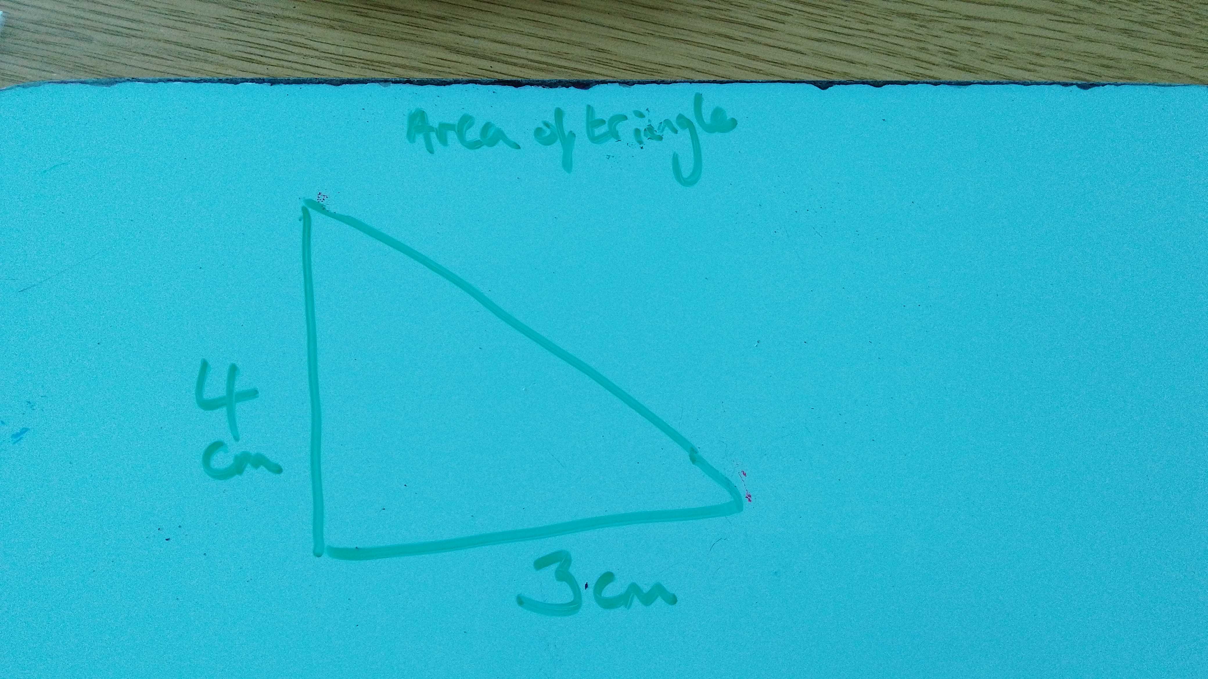 <p>Calculate the area of a triangle. Base 3cm, Height 4cm</p>