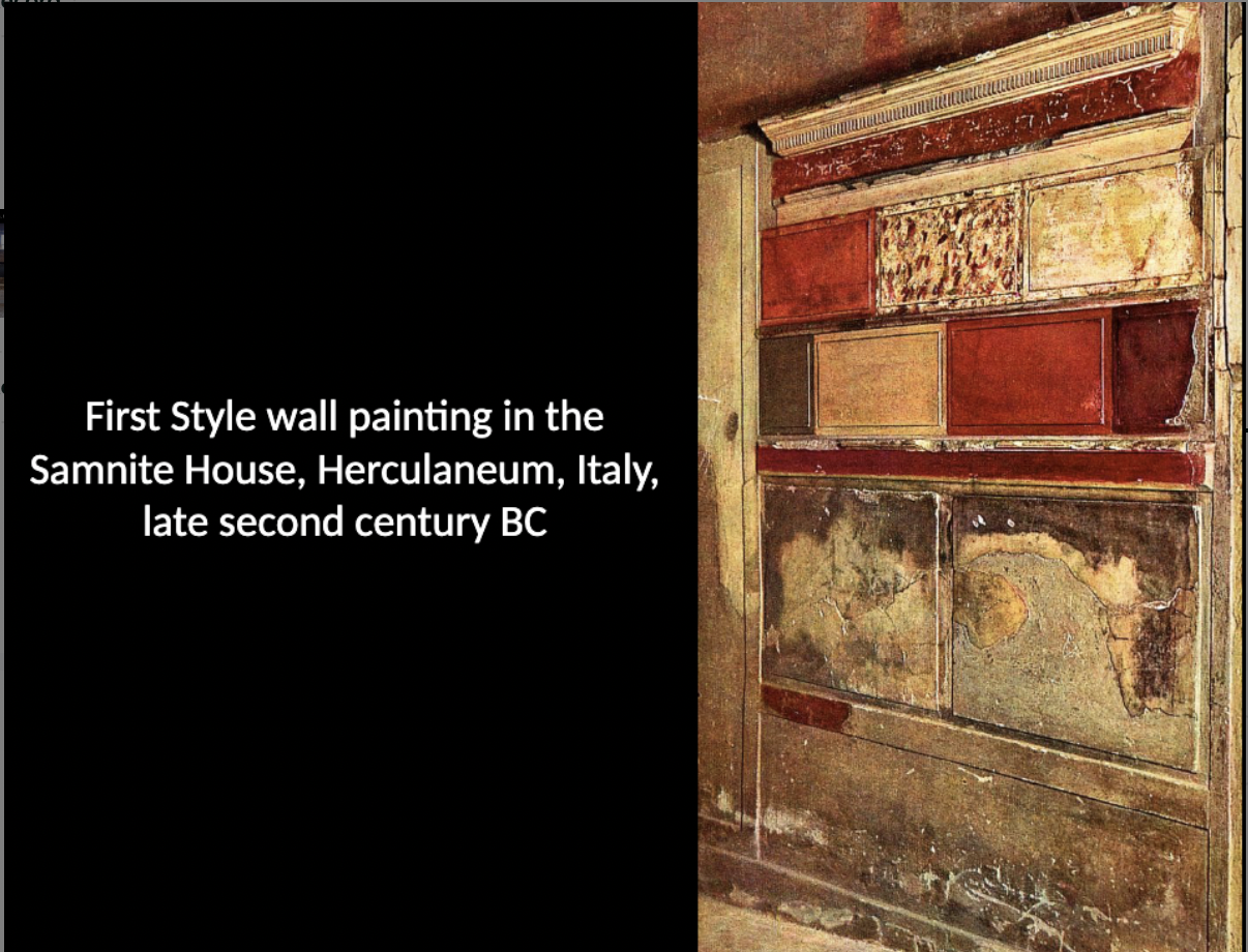 <p>First style wall painting in the Samnite House </p>