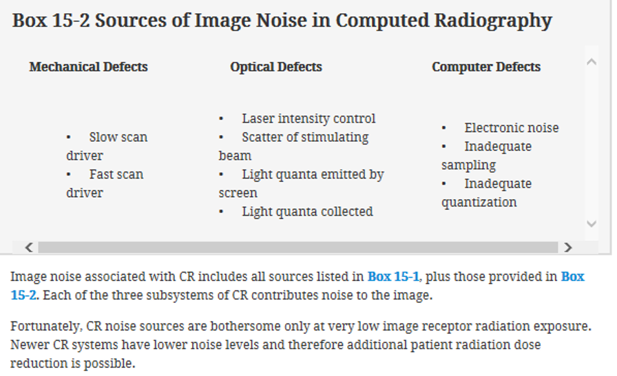 <ul><li><p>Principle source is scatter radiation no matter what image receptor used</p></li></ul><p></p>