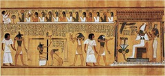 <p>Egyptian From The Book of the Dead of Hunefer. 1285 BCE. Painted papyrus, height 15&quot;.</p>