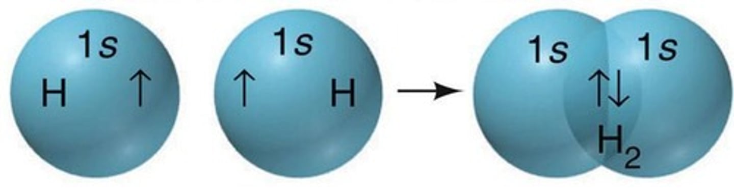 <p>Atomic orbitals overlap to form covalent bonds.</p>