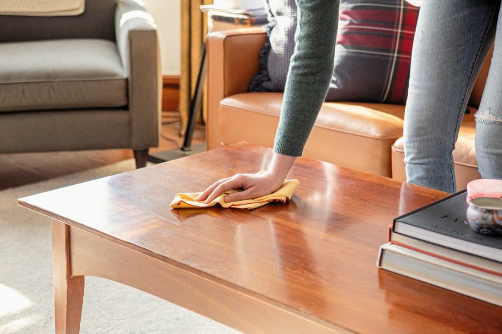 <p>clean off the coffee table</p>