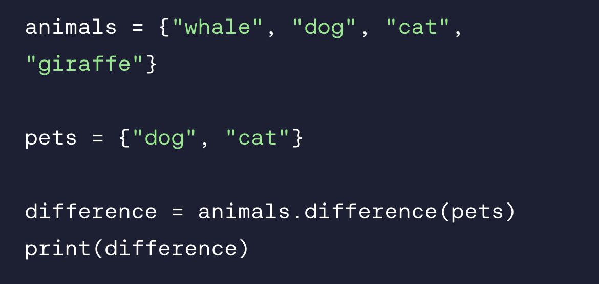 <p>What does the  d⁠i⁠f⁠f⁠e⁠r⁠e⁠n⁠c⁠e⁠  set contain?</p>
